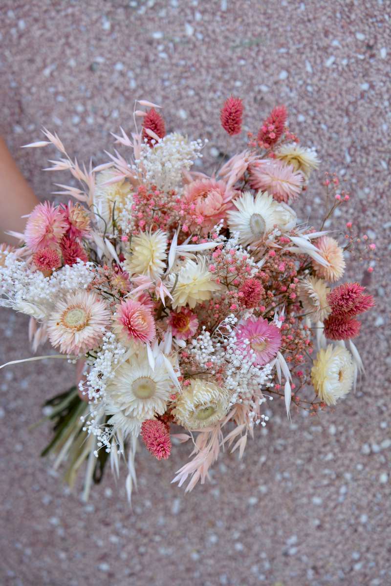 Bouquet de fleurs séchées blanches et roses - Marie Paolini