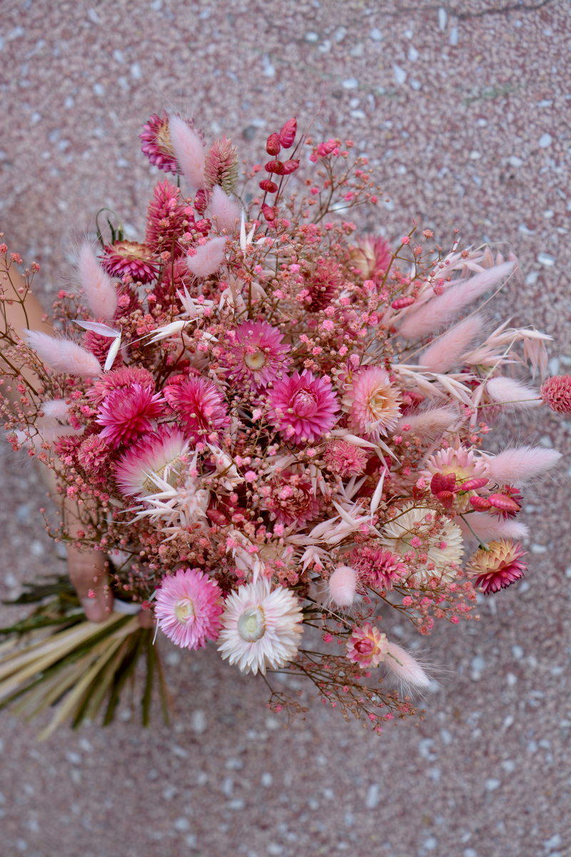 Bouquet de fleurs séchées camaïeu de rose - Marie Paolini